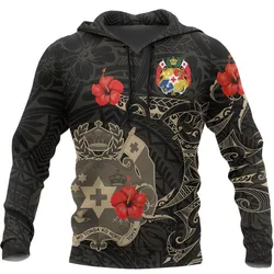 Tonga Hoodie Hibiscus Tattoo Style