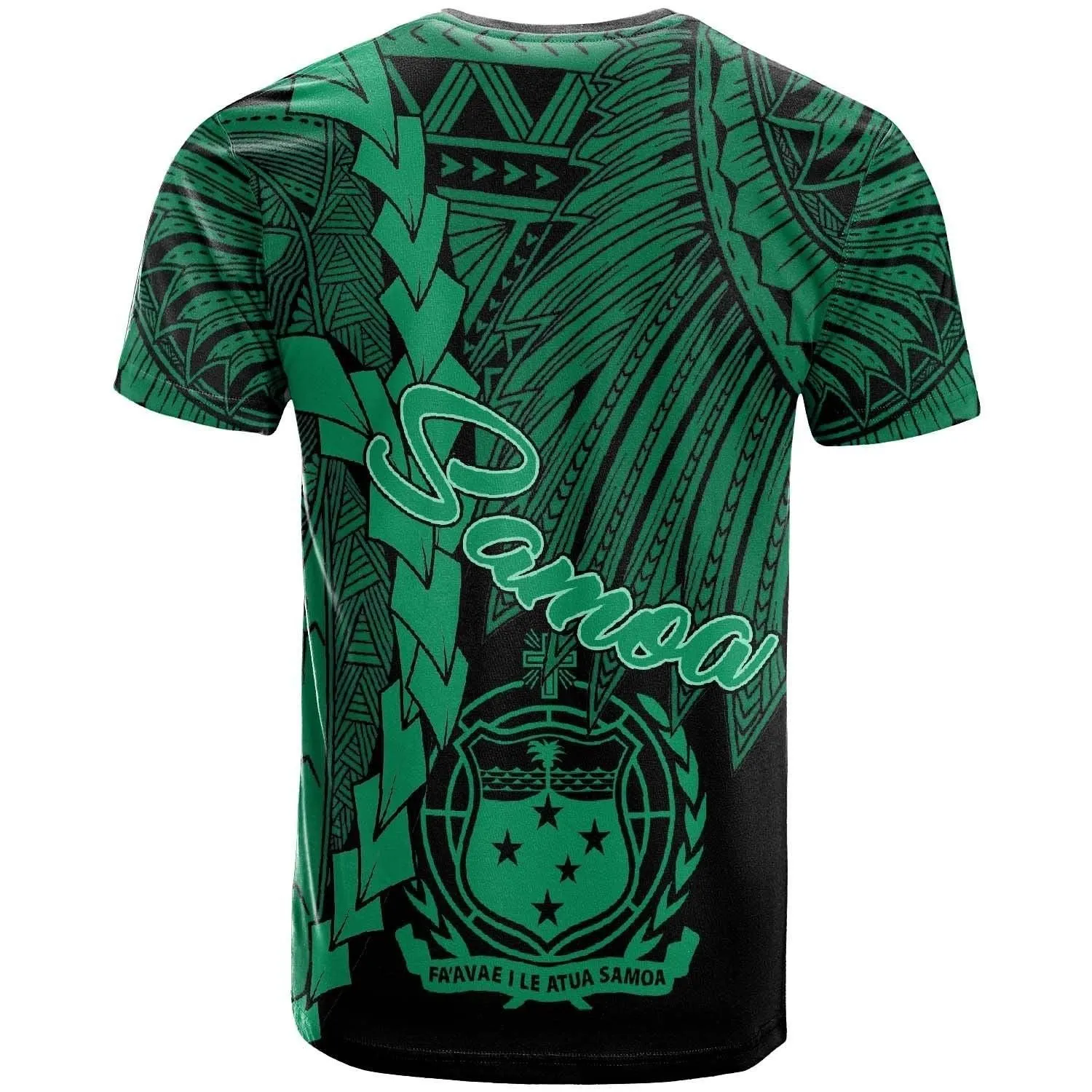 Samoa Polynesian Custom Personalised T shirt - Tribal Wave Tattoo Green