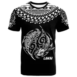 Hawaii T-Shirt - Lanai Shark Tattoo Black White Color - BN20