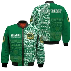 (Custom Personalised) Tonga Saineha High School Bomber Jacket Tongan Ngatu Pattern LT14