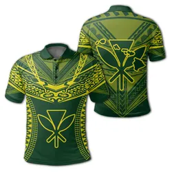 Alohawaii Shirt - Hawaiian Kanaka Map Football Jersey Polo Shirt - Green And Yellow - Roger Style - AH - J2