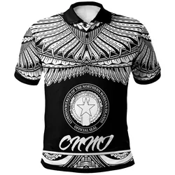 Northern Mariana Islands Polynesian Polo Shirt - Poly Tattoo White Version