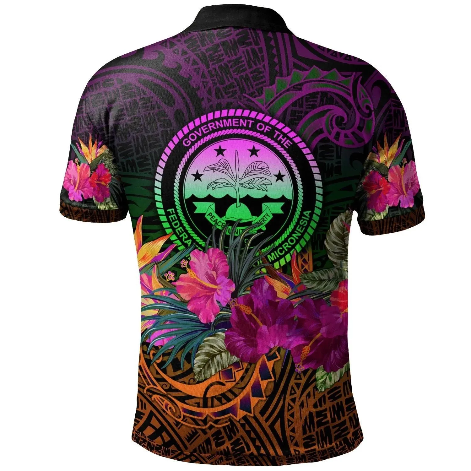 Federated States of Micronesia Polo Shirt - Summer Hibiscus - BN15
