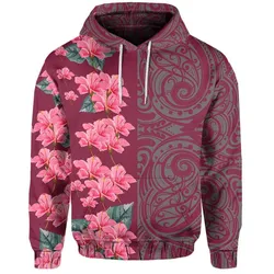 Hawaii Hibiscus Flower Polynesian - Hawaiian Hoodie - Curtis Style - Pink