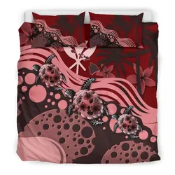 Polynesian Hawaii Red Turtle Hibiscus A Bedding Set Camliux