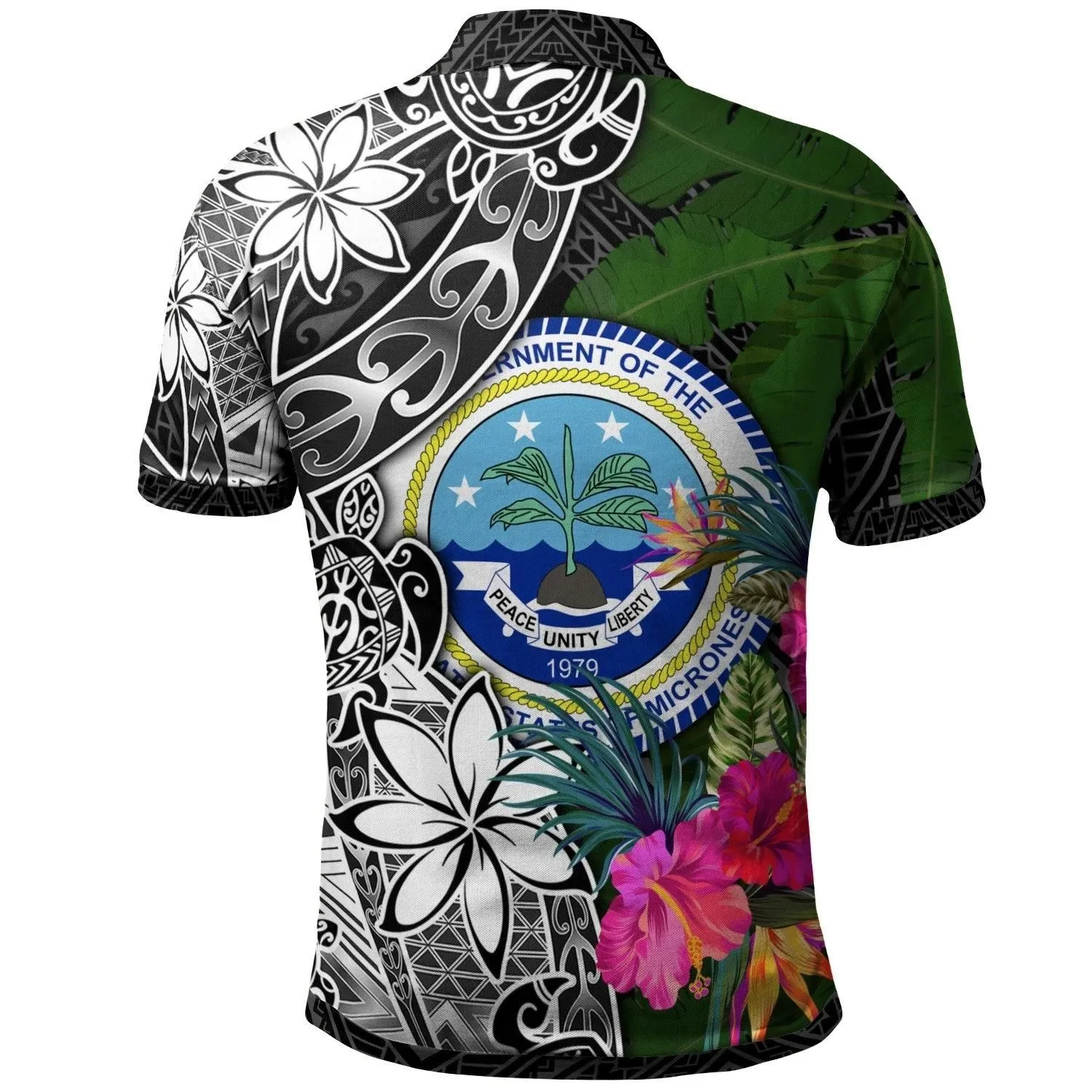 Federated States of Micronesia Custom Personalised Polo Shirt - Turtle Plumeria Banana Leaf - BN11