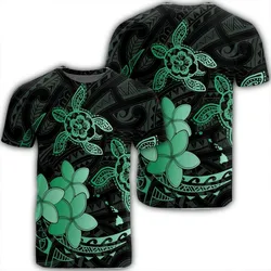 Hawaii Polynesian Turtle Plumeria T-Shirt - Pog Style Green - AH