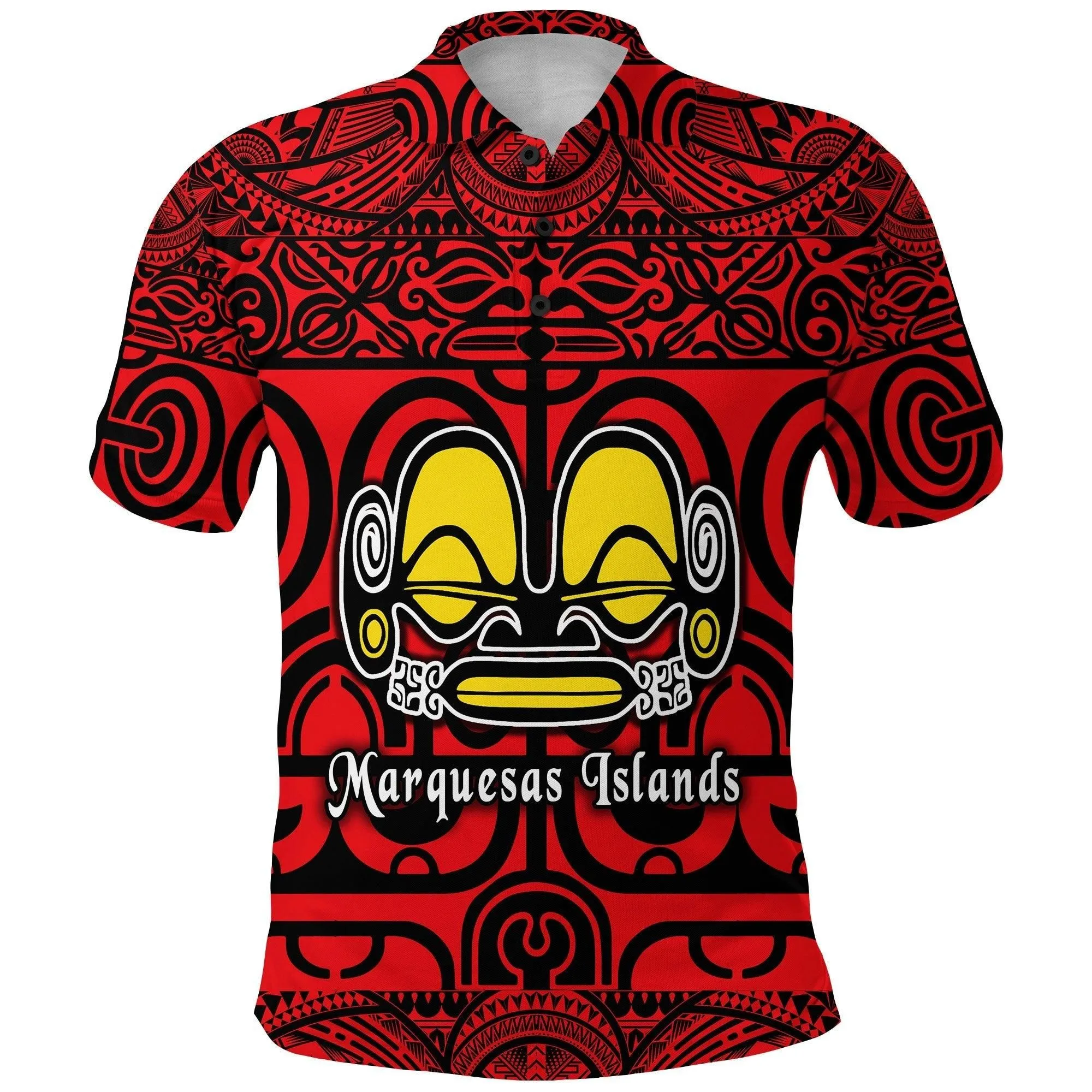 Marquesas Islands Polo Shirt Marquesan Tattoo Simple Style - Red LT8