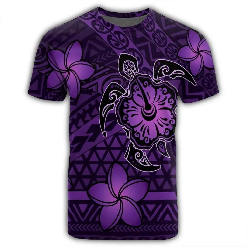 Alohawaii Tee - Hawaii Mix Polynesian Turtle Plumeria T-shirt AH - Nick Style - Purple - J5R