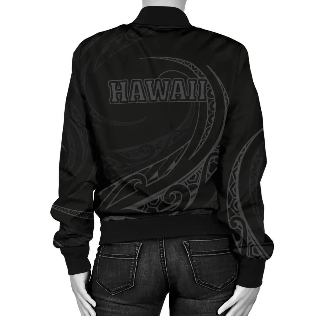 Alohawaii Jacket - Hawaii Turtle Map Polynesian Womens Bomber Jacket - Gray - Frida Style - AH J9