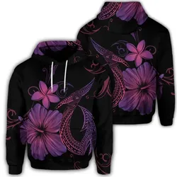 Alohawaii Hoodie - Hawaiian Fish Hook Hibiscus Plumeria Polynesian Hoodie - Pink - AH - J4R