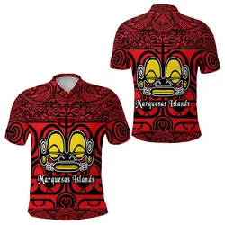 Marquesas Islands Polo Shirt Marquesan Tattoo Simple Style - Red LT8