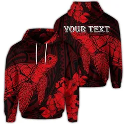 (Personalised) Hawaiian Hibiscus Memory Turtle Polynesian Hoodie Red