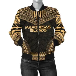 Marquesas Islands Polynesian Chief Women'S Bomber Jacket - Gold Version - Bn10