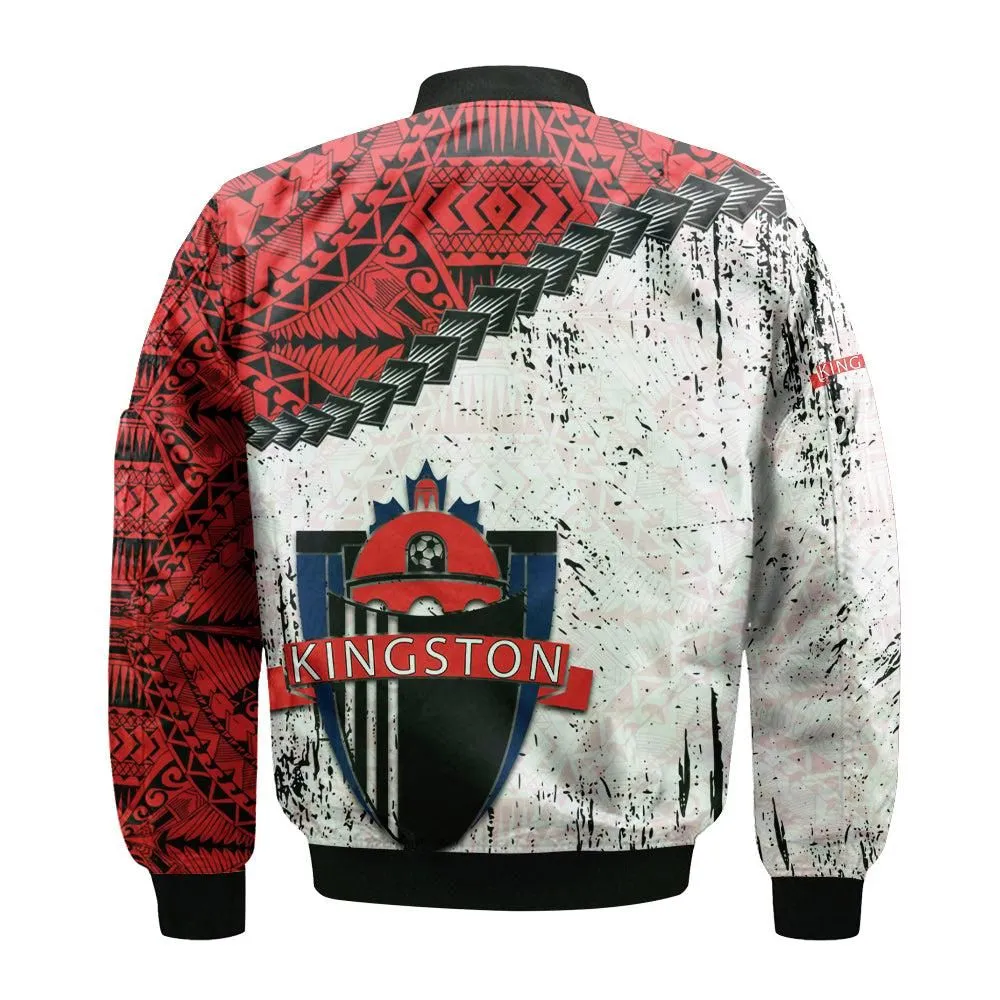 Kingston FC Bomber Jacket Grunge Polynesian Tattoo - CA SOCCER