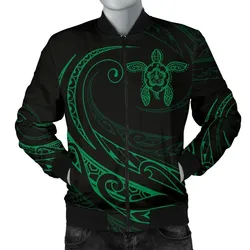 Hawaii Turtle Polynesian Menʻs Bomber Jacket - Green - Frida Style