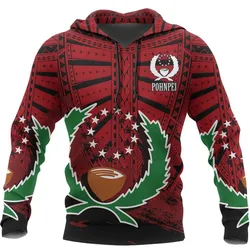 Pohnpei Special Hoodie - Pohnpei Flag Polynesian Tattoo Red Version