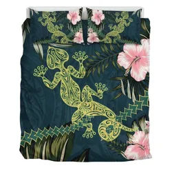 FamilyGater Home Set - Polynesian Hibiscus MoĘťo-Ęťala Bedding Set - Gecko World AH JR