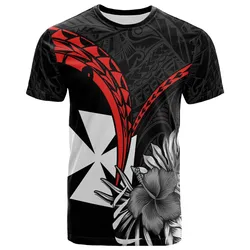 Wallis et Futuna T Shirt Polynesian Pattern and Hibiscus Flowers Version Black LT13