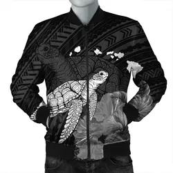 Alohawaii Jacket - Hawaii Polynesian Hibiscus Turtle Map Bomber Jacket - AH - J5R