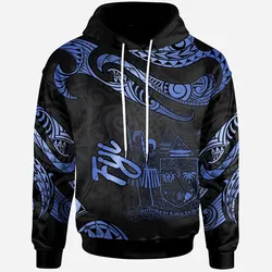 Fiji Polynesian Hoodie - Poly Tattoo Blue Version
