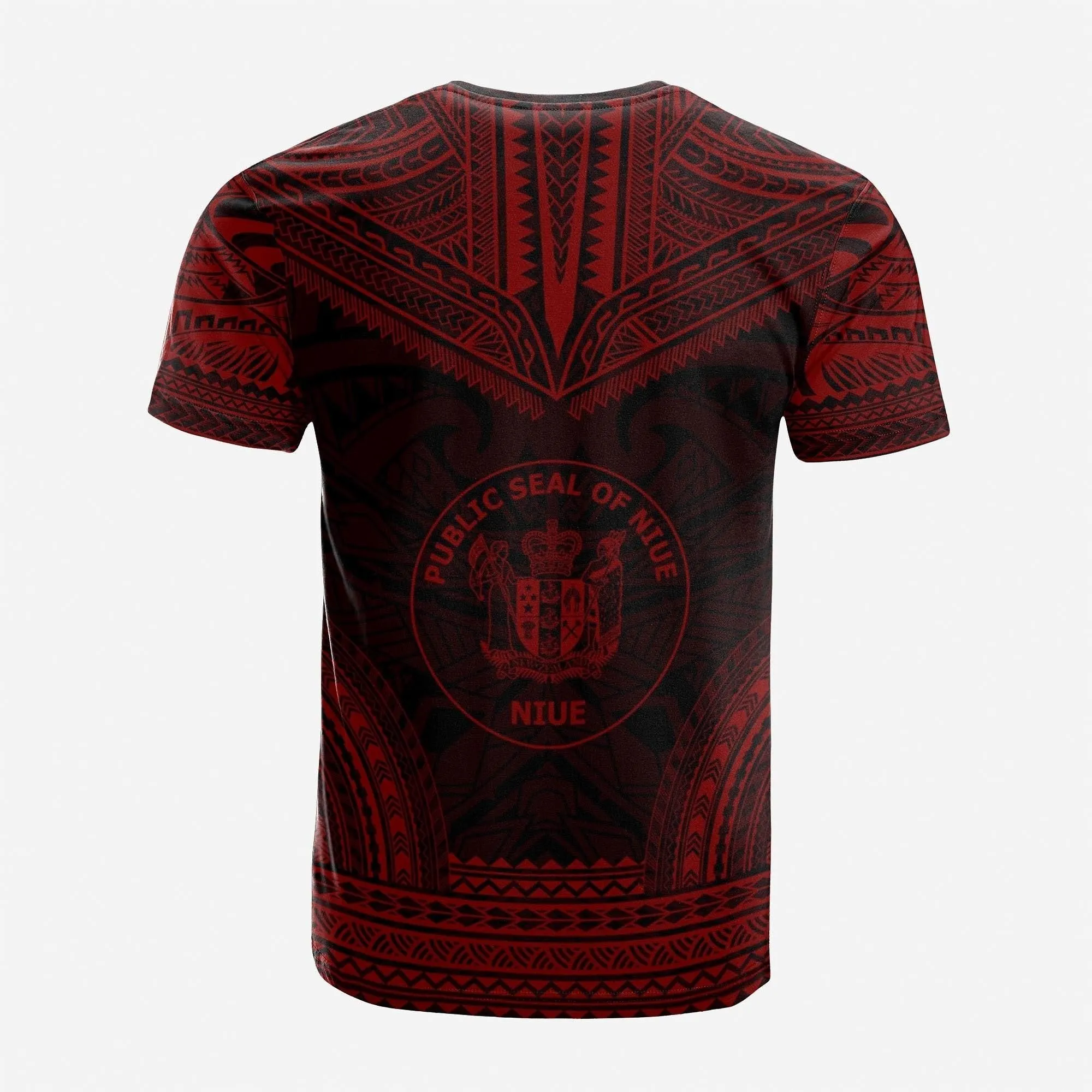 Niue Custom Personalised T shirt - Niue Seal Polynesian Chief Tattoo Red Version