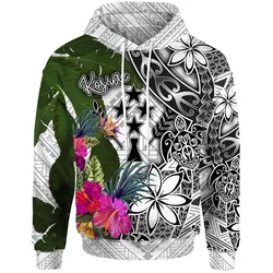 Kosrae Hoodie White - Turtle Plumeria Banana Leaf