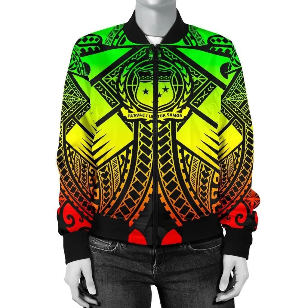 Alohawaii Jacket - Bomber Jacket Samoa Polynesian - Samoa Reggae Seal with Polynesian Tattoo - BN18