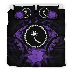 Chuuk Hibiscus Purple And Black Bedding Set Bedroom Decor