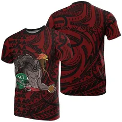 Polynesian Kakau Red - Hawaii Warrior Football T-Shirt - AH - J1