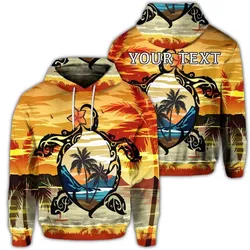 (Personalised) Hawaiian Turtle Plumeria Coconut Tree Polynesian Hoodie Gold