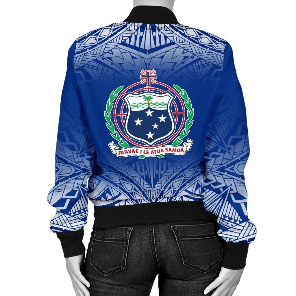 Samoa Womens Bomber Jacket - Polynesian Fog Blue