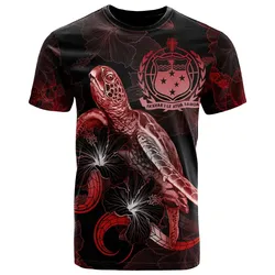 Alohawaii T-Shirt - Tee Samoa Polynesian - Turtle With Blooming Hibiscus Red - BN22