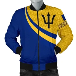 Barbados Men's Bomber Jacket - Barbados Coat Of Arms and  Flag Color - BN18