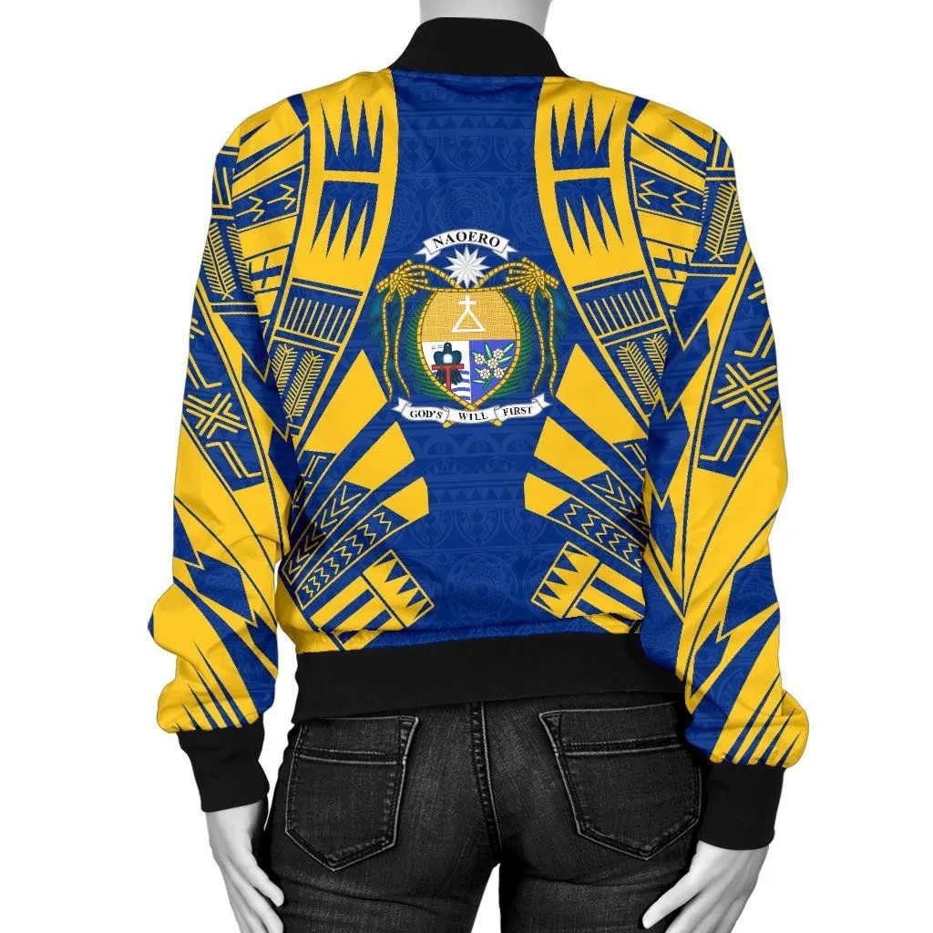 Nauru Women Bomber Jacket - Polynesian Tattoo Flag - BN0110