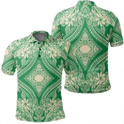 Alohawaii Shirt - Polynesian Plumeria Mix Green Polo Shirt - AH - JR