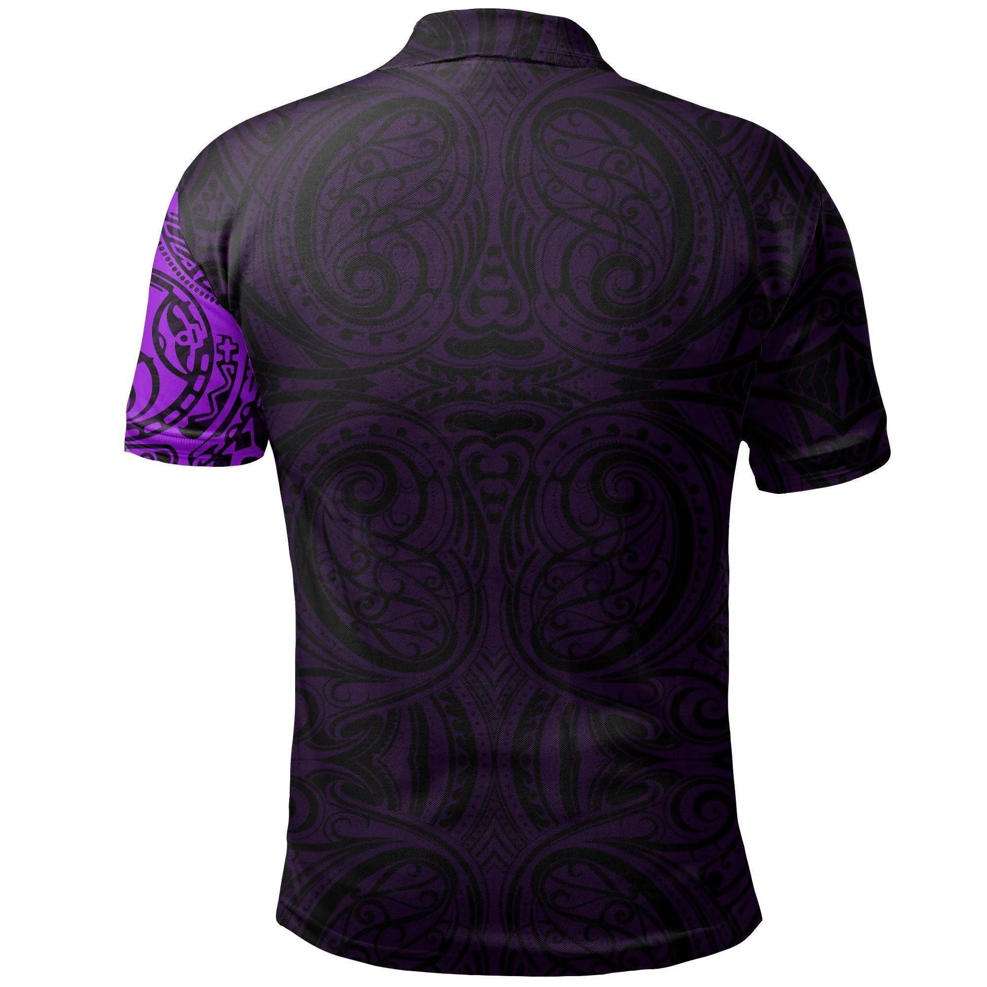 Polynesian Pride Polo Shirt - New Zealand Maori Polo Shirt, Maori Warrior Tattoo Golf Shirt Purple