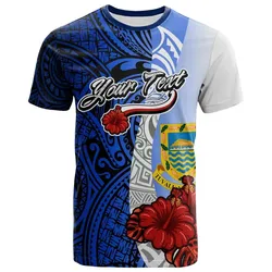 Tuvalu Polynesian Custom Personalised T-shirt Coat Of Arm With Hibiscus Blue  12