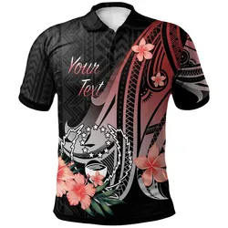 Pohnpei Personalised Custom Polo Shirt - Red Polynesian Hibiscus Pattern Style