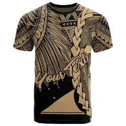 Tokelau Polynesian Custom Personalised T-Shirt - Tribal Wave Tattoo Gold