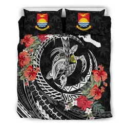 FamilyGater Bedding Set - Cover and Pillow Cases Kiribati - Polynesia Map Turtle Hibiscus A24