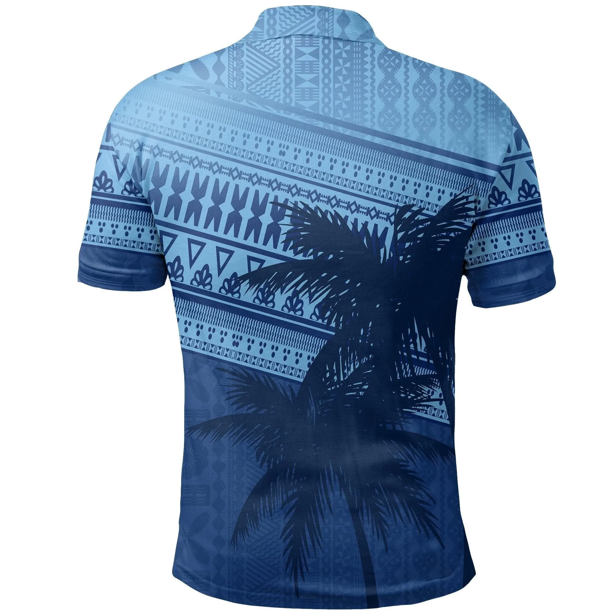 Fiji Rugby Makare And Tapa Patterns Polo Shirt Blue