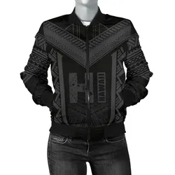 Alohawaii Jacket - Hawaiian Kanaka Polynesian Womens Bomber Jacket Active Grey - AH - J77