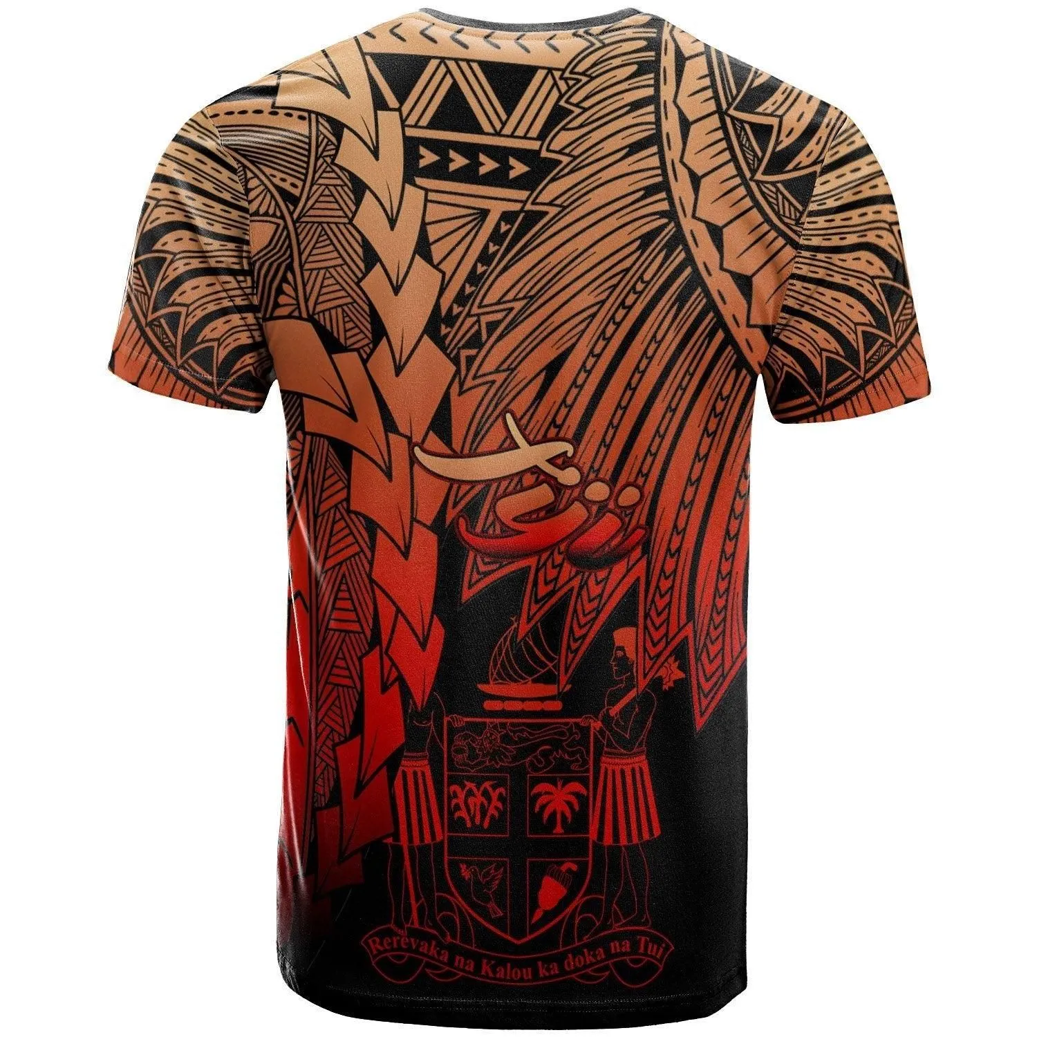 Fiji Polynesian Custom Personalised T-shirt - Tribal Wave Tattoo Red Ver 2