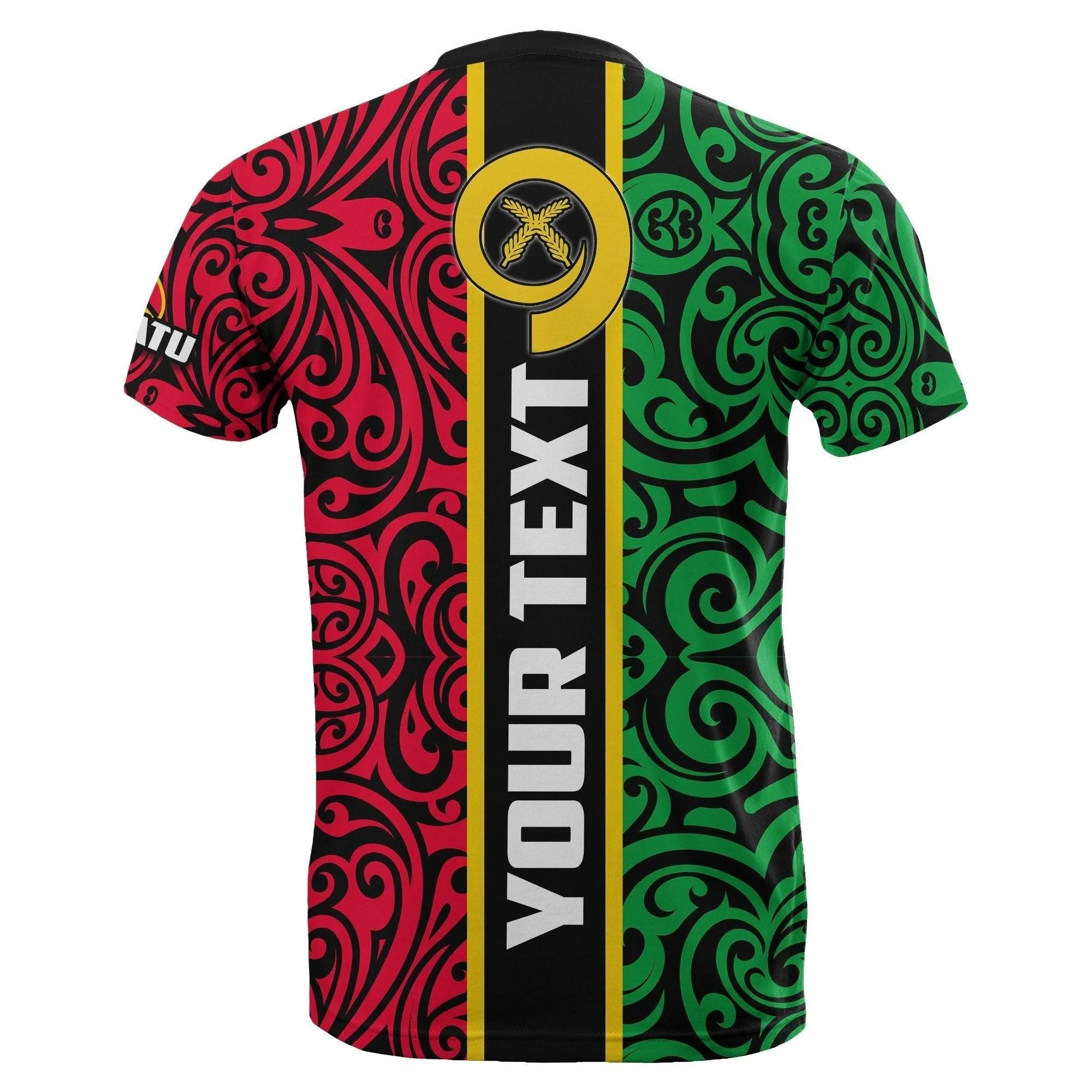 (Custom Personalised) Vanuatu Rugby T Shirt Polynesian Flag Style