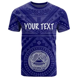 American Samoa Personalised T-Shirt - Seal In Polynesian Tattoo Style ( Blue)