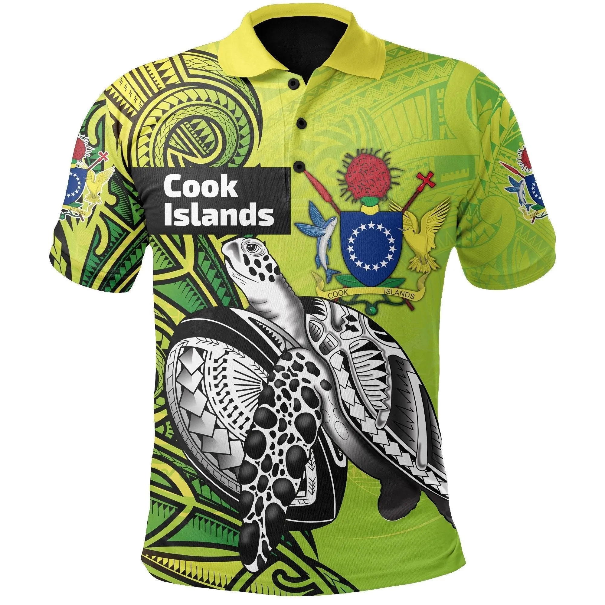 (Custom Personalised) Cook Islands Rugby Polo Shirt Turtle Style