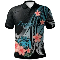 Tonga Polo Shirt - Turquoise Polynesian Hibiscus Pattern Style