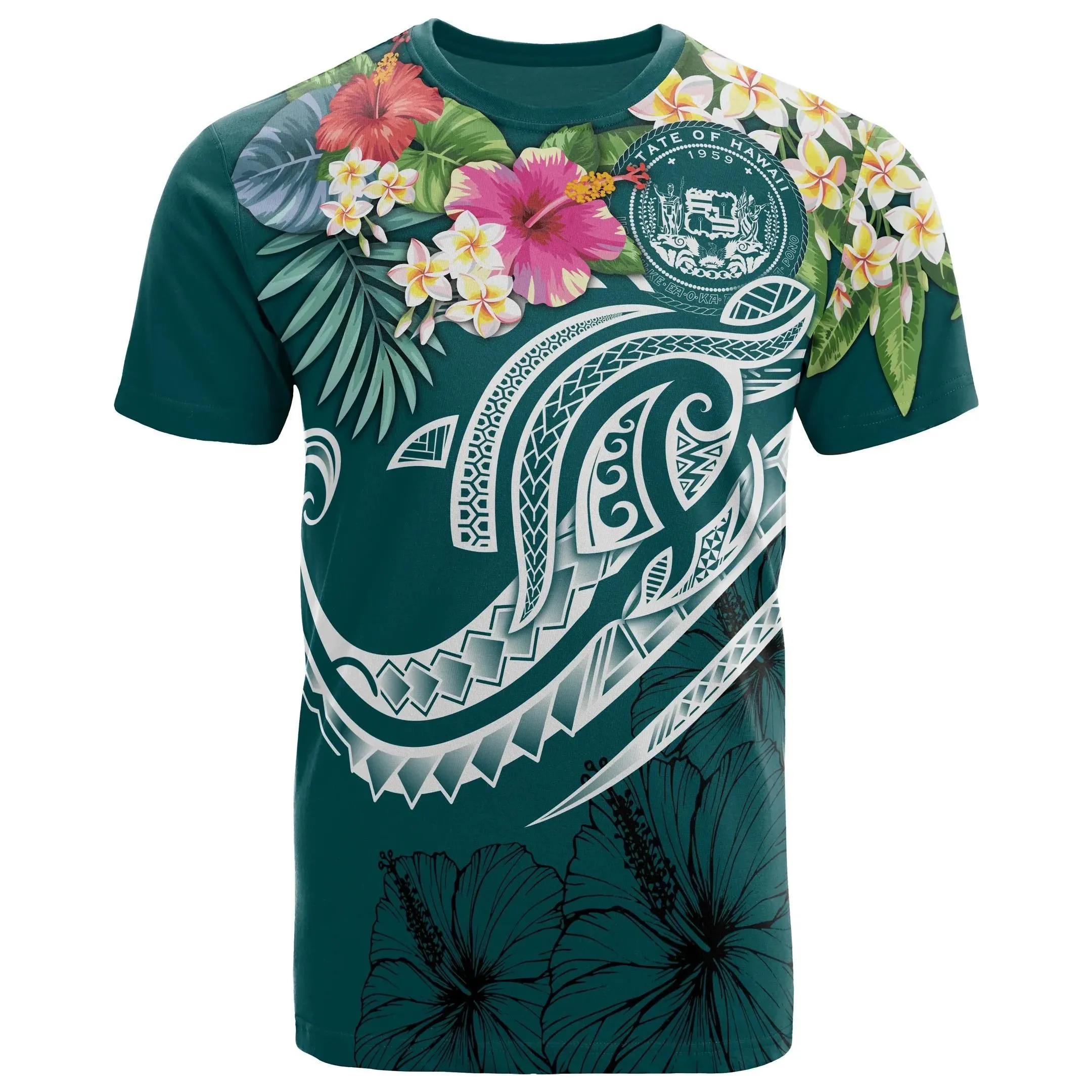 Polynesian Hawaii T-Shirt - Summer Plumeria - BN15