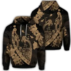 Alohawaii Hoodie - Hawaiian Fish Hook Hibiscus Banzai Surfing Polynesian Hoodie Gold - AH - J5R